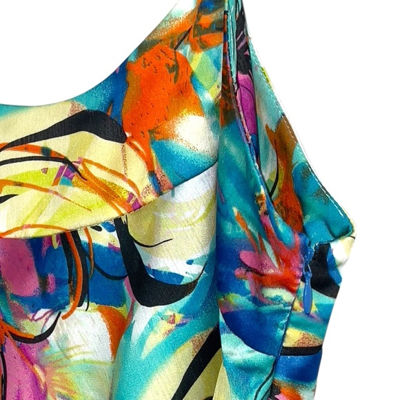 Boston Proper Ruffle Multicolor Tiered Flowy Spaghetti Strap Blouse Cami Large - Picture 6 of 13